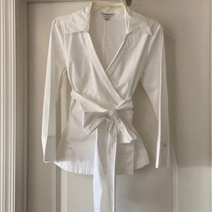 Top/Blouse, white, long sleeve